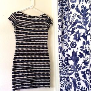 Blue striped bodycon dress, size 10